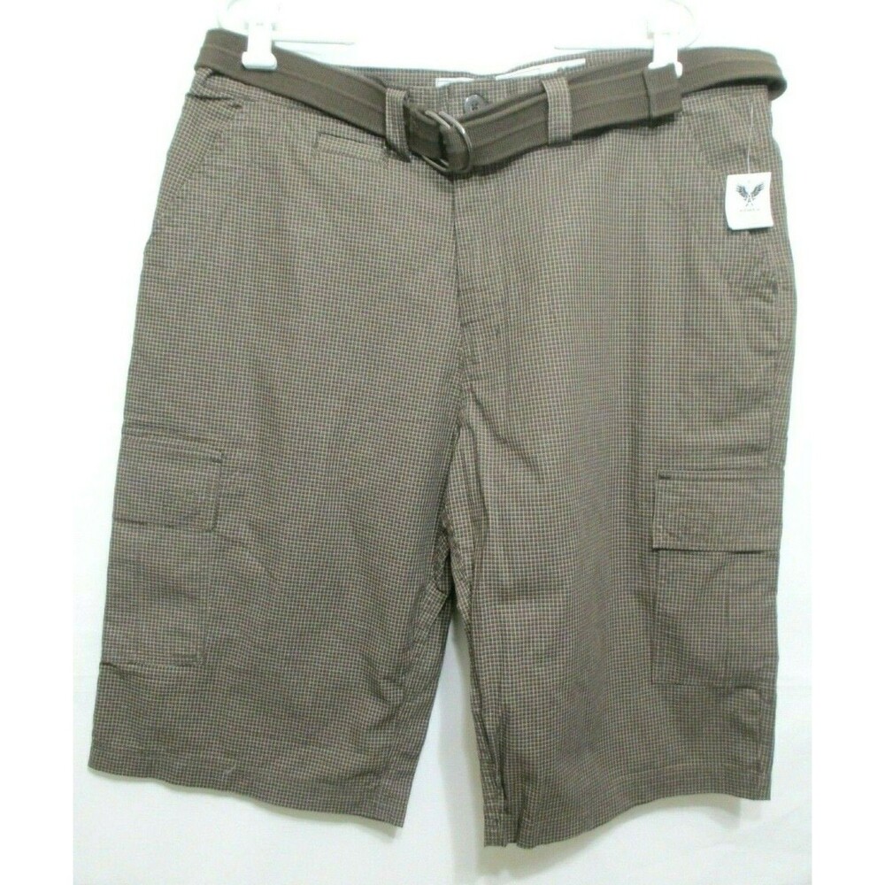 NWT Avirex Men Cargo Shorts Size 38x14 Brown Gingham